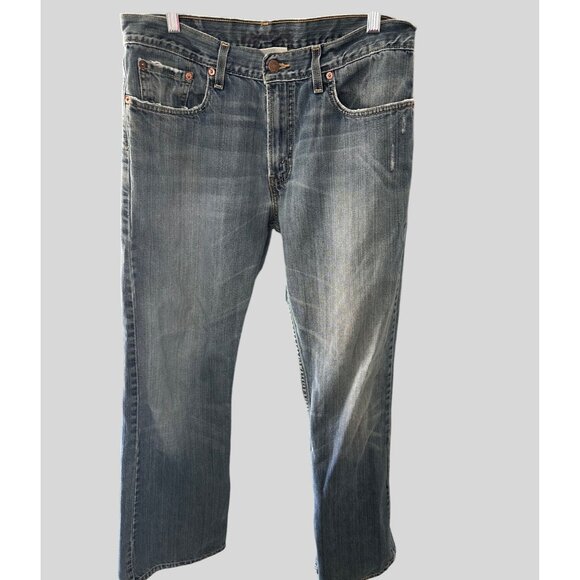 Levis 33Wx30L Distressed Low Boot Cut 527 Mens Jeans Light Wash Denim - Picture 3 of 10